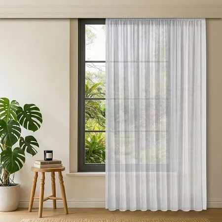 Gauze Fabric Design Lüks İpeksi Dokulu Bambu Kırışmaz Ütü Gerektirmez Optik Beyaz 300x200 Seyrek Pile (1 x 2) YÜKSEK KALİTELİ TÜL PERDE