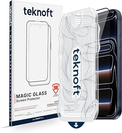 Teknoft iPhone 17 Pro Max için Kolay Kurulum Kitli Takılırken Camın Altında Kesinlikle Toz Bırakmayan Ekstra Güçlendirilmiş Tam Koruma Sağlayan Pürüzsüz Lazer Kesim Premium Ekran Koruyucu Kırılmaz Cam