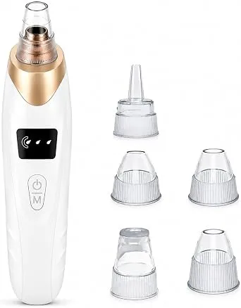 Robeve Auhma AHB01 Vakumlu Siyah Nokta Temizleme Cihazı – 3 Kademeli Emiş Gücü, 5 Farklı Başlık, USB Şarjlı Kablosuz Gözenek Temizleyici, Yağ ve Kir Temizleme, Yüz Cilt Bakım Cihazı