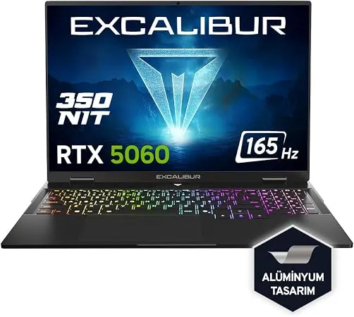 Casper Excalibur G915 Intel Core 7-240H 32GB 1TB RTX5060 165HZ 16" Freedos Gaming Laptop G915.240H-DF60X-C