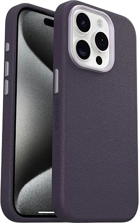 OtterBox Symmetry Serisi Kaktüs Deri MagSafe iPhone 15 Pro için Kılıf, Darbeye Dayanıklı, Düşmeye Karşı, İnce Koruyucu Kılıf, Askeri Standartlara Göre 3 x Daha Fazla Düşme, Lila