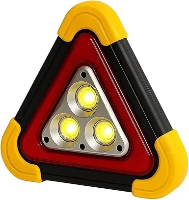 Şarjlı LED Üçgen Reflektör Stop Lambası, Çok Fonksiyonlu Acil Durum Uyarı Işığı, USB Şarj Edilebilir, Mıknatıslı ve Katlanabilir Tasarım, Araç ve Yol Güvenliği İçin