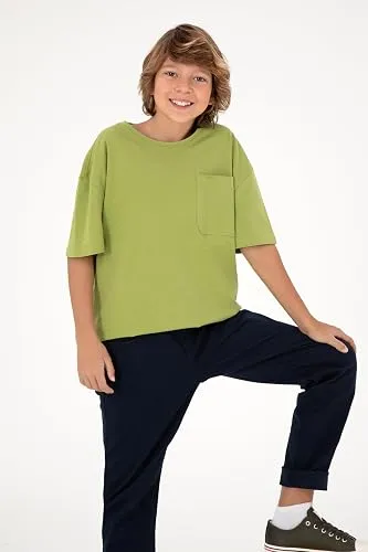 U.s. Polo Assn. Erkek Çocuk Fıstık Tişört 50295428-VR087, Yeşil, 7-8 Yaş