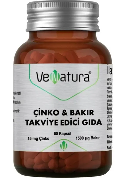 Venatura Çinko & Bakır Takviye Edici Gıda 60 Kapsül