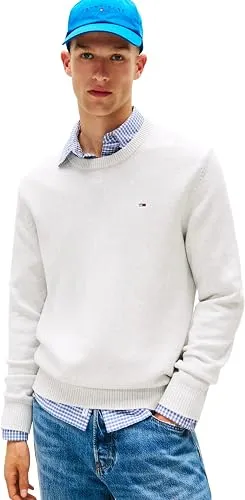 Tommy Jeans TJM SLIM ESS SWEATER EXT Erkek Kazak, Gri, S