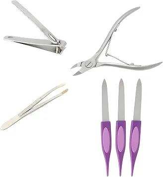VIVALUXE 6’lı Tırnak Bakım Seti, Manikür ve Pedikür Seti, Tırnak Makası, Pens, Törpü, Cımbız, Paslanmaz Çelik, Ev ve Seyahat İçin Kişisel Bakım Seti