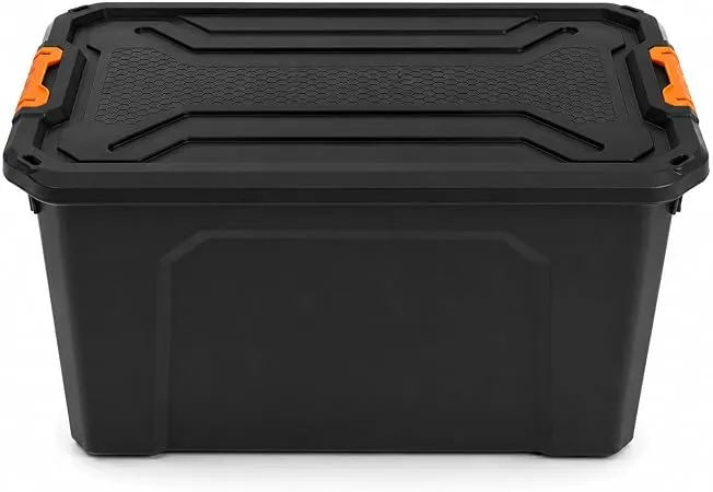 Orret Home 60 Litre Büyük Boy Plastik Saklama Kutusu, Kapaklı Kilitli Eşya Organizeri, Takım Sandığı, Garaj Atölye Düzenleyici, Oto Bagaj Depolama Kutusu (60 Litre)
