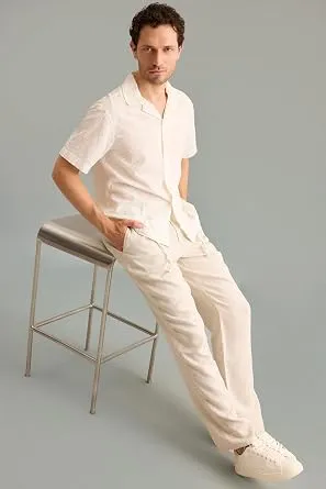 DeFacto%100 Keten Relax Fit Cepli Düz Paça Pantolon G1395AX26SM