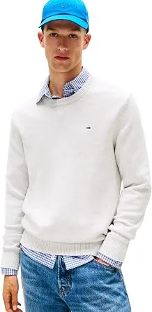 Tommy Jeans TJM SLIM ESS SWEATER EXT Erkek Kazak, Gri, S