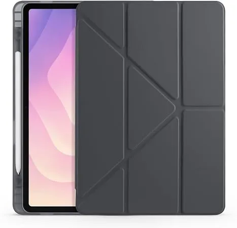 Aksesuarcim Samsung Galaxy Tab S11 SM-X730 X736B ile Uyumlu Kılıf Silikon Yumuşak Kalem Bölmeli Esnek 4 Farklı Stand Olabilen Tablet Kılıfı Siyah