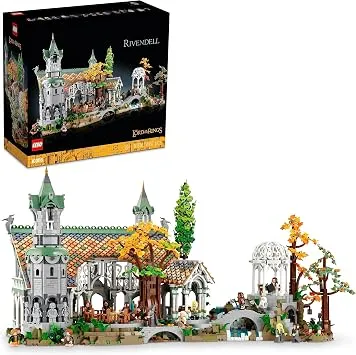 LEGO Icons YÜZÜKLERİN EFENDİSİ: RIVENDELL 10316 | Yetişkinler için Sam ve Gri Gandalf Dahil 15 Minifigür İçeren Yaratıcı Model Yapım Seti, Hediye Fikri (6167 Parça)
