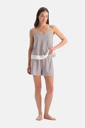 Dagi Kadın Pijama Takımı, Multicolor Geometrik Desenli Atlet Şort, M Beden