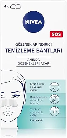 NIVEA Siyah Nokta Temizleyici Burun T-Bant, Gözenek Arındırıcı, Derinlemesine Temizlik, Limon Özü, 4 Adet