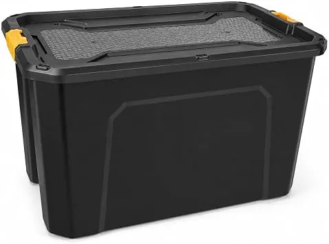 Orret Home 100 Litre Ekstra Büyük Saklama Kutusu, Kapaklı Kilitli Plastik Organizer, Büyük Takım Sandığı, Oto Bagaj Garaj Atölye Eşya Düzenleyici (100 Litre)