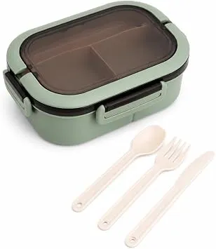 Busstier 1200 ml 2 Katlı 6 Bölmeli BPA'sız PP Plastik Sefer Tası ve Beslenme Çantası