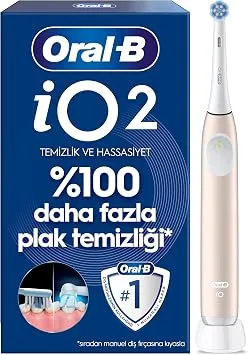 Oral-B iO2 Pembe Şarjlı/Elektrikli Diş Fırçası, 1 Fırça Başlığı, Tek Şarjda 4 Haftaya Varan Kullanım