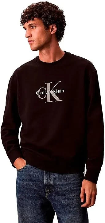 Calvin Klein LS EU 350TERRY MONOLOGO CN SWTSH Erkek Sweatshirt Black L