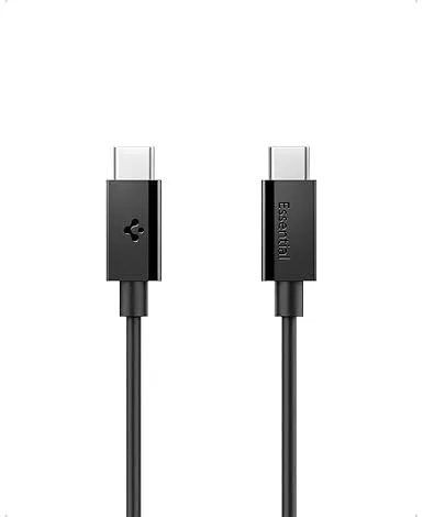 Spigen USB-C to USB-C 2 Metre Kablo 60W Güç/PPS 2.0 Desteği Super Hızlı Şarj / 480 Mbps Data Aktarım Hızı Type-C Ekstra Dayanıklı Siyah