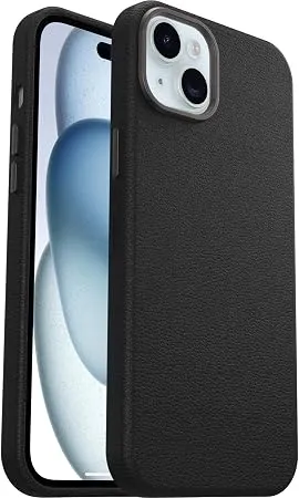 OtterBox Symmetry Serisi Kaktüs Deri MagSafe iPhone 15 Plus için Kılıf, Darbeye Dayanıklı, Düşmeye Dayanıklı, İnce Koruyucu Kılıf, Askeri Standartlara Göre 3 x Daha Fazla Düşme, Siyah