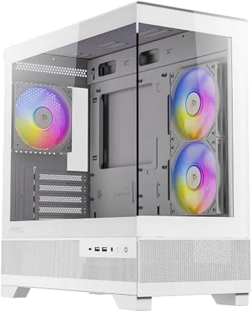 Antec Mini CX500M ARGB Beyaz Micro-ATX Mini-ITX Bilgisayar Kasası, Temperli Cam, ARGB Fanlı