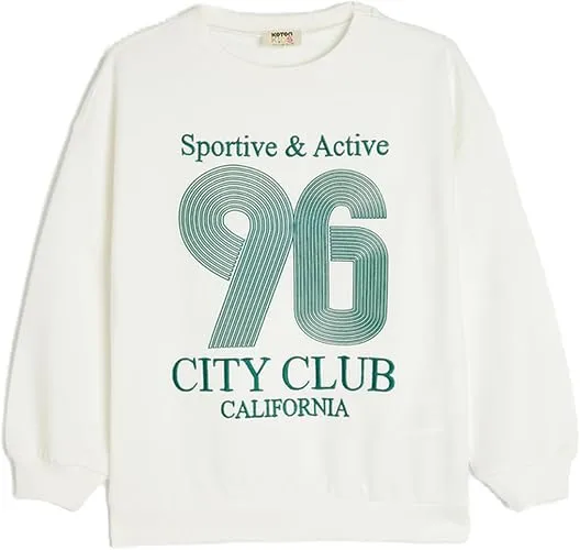 Kolej Baskılı Uzun Kollu Bisiklet Yaka Şardonlu Sweatshirt