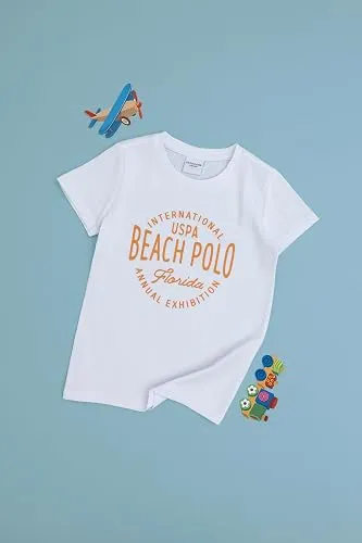 U.S. Polo Assn. Erkek Çocuk Beyaz Tişört 50307129-VR013, 5-6 Yaş