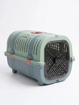 Orret Home Kedi Taşıma Çantası Plastik Kafes Kilitlenebilir Kapaklı Havalı Taşıma Kabı Kedi Köpek Taşıma Box Güvenli Pet Taşıma Kafesi Seyahat Çantası (Yeşil-Mavi)