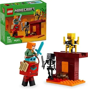 LEGO Minecraft Nether Lav Savaşı 21266 | Çocuklar için Alex Figürü ile Wither Skeleton ve Döndürülen Blaze İçeren Yapım Seti, Doğum Günü Hediyesi (99 Parça)