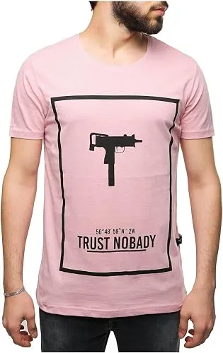 Madmext Uzi Baskılı Pembe Tişört 2533,Pembe M