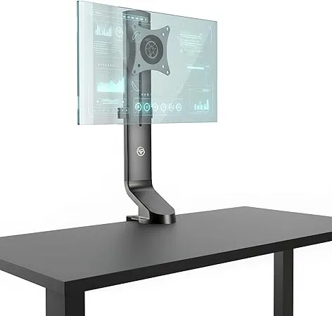NPO STD2101B 17"-32" Ergonomik Yükseklik Ayarlı Tek Monitör Standı, 8kg Taşıma Kapasitesi, VESA, 360° Pivot (Dikey Kullanım), Kablo Yönetimli