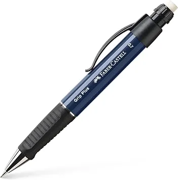 Faber-Castell Grip Plus 0.7 mm Versatil, Mavi | Ergonomik üçgen şekli, büyük silgi ve kırılmaya dayanıklı mayın