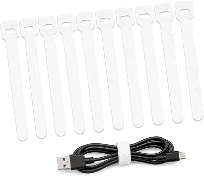 Orret Home 10 Adet Cırtlı Kablo Düzenleyici Beyaz 15 cm, Cırt Cırtlı Kablo Bağı, Kablo Toplayıcı Bağlayıcı, Tekrar Kullanılabilir Kablo Sarıcı, Kablo Tutucu Organizer (Beyaz)