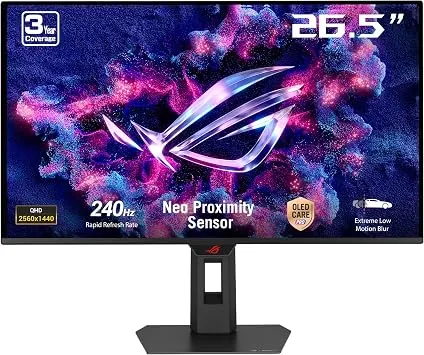 ASUS ROG Strix XG27AQDMES 26.5″ OLED 240Hz 0.03ms 2K QHD Adaptive Sync QD-OLED Pivot Gaming Monitör