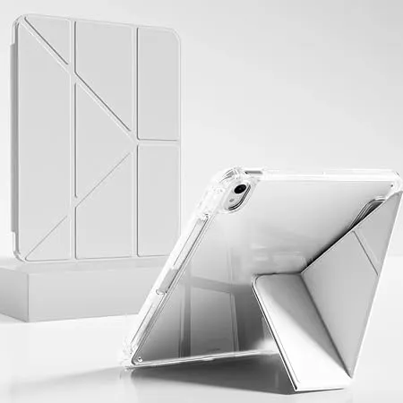 Coverzone iPad Air İle Uyumlu 4. Nesil 10.9 ile uyumlu Kalem Koyma Bölmeli Ultra Koruma Antişok Yatay Dikey Şekillerde Stand seçeneği Uyku Modlu New Attractive Smart Cover Kılıf Beyaz