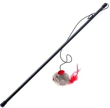Orret Home Orret Home 45 cm Fareli Kedi Oltası Oyuncağı – İnteraktif Zıplama ve Egzersiz Oyuncağı, Tüylü ve Hareketli Kedi Eğlence Çubuğu (Fareli)