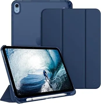 UnDePlus iPad 11.Nesil A16 11inç/10.Nesil 10.9inç ile uyumlu Kılıf Flip Cover Kalem Bölmeli PC Case Lacivert