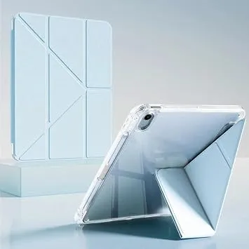 Coverzone iPad Air 11 M4 için Kılıf A3460 11 inç (2026) ile uyumlu Kalem Koyma Bölmeli Ultra Koruma Antişok Yatay Dikey Şekillerde Stand seçeneği Uyku Modlu New Attractive Smart Cover Kılıf Mavi