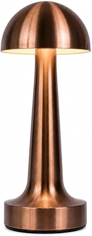 ROBEVE Şarjlı Dokunmatik Metal Masa Lambası Bronz Red | 3 Renk Işık, Ayarlanabilir Parlaklık, Kablosuz LED Gece Lambası | Ev, Ofis, Kafe, Restoran ve Yatak Odası Dekoratif Aydınlatma