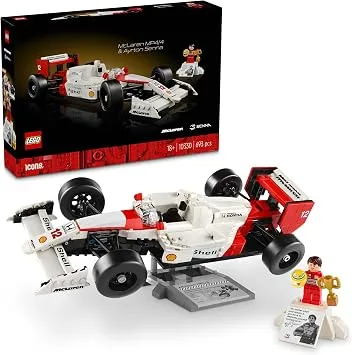 LEGO Icons McLaren MP4/4 ve Ayrton Senna 10330 | Yetişkinler için Minifigür İçeren Koleksiyonluk Yaratıcı Model Araba Yapım Seti, Doğum Günü Hediyesi Fikri (693 Parça)